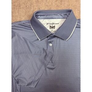 Hickey‎ Freeman Men's Polo Golf Performance Stretch Black Blue Geometric XL
